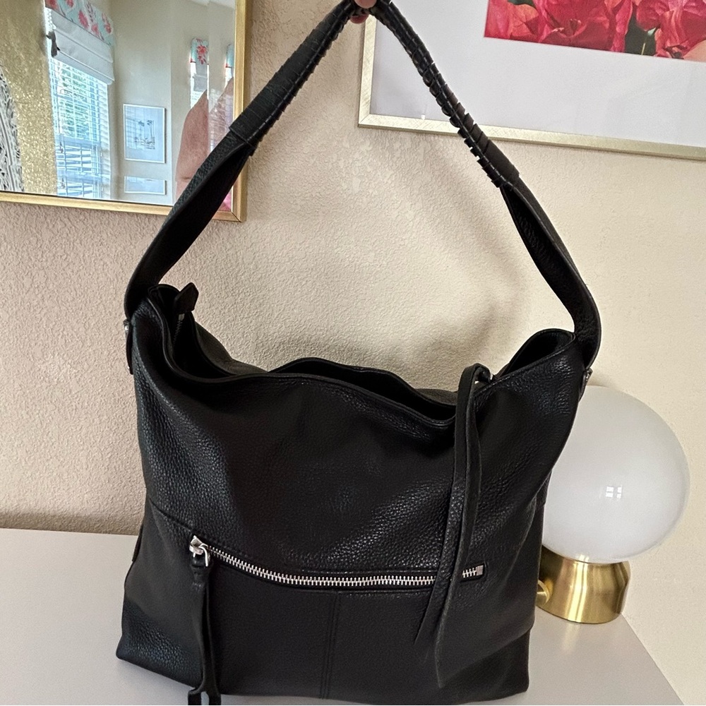 Aimee Kestenberg Black Pebble Grain Leather Shoulder Bag
